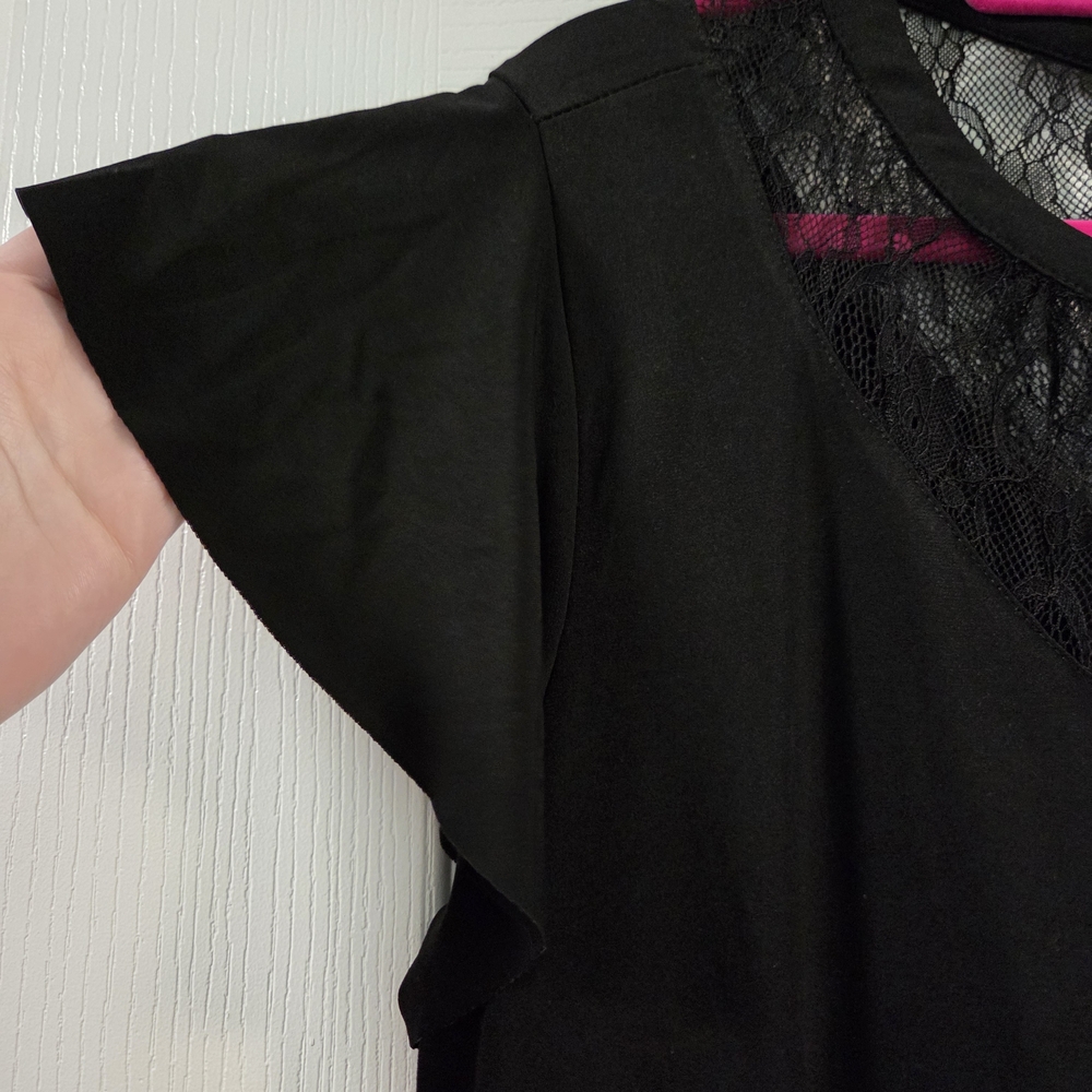 EUC Torrid Studio Knit Crew Neck Lace Inset Short Sleeve Peplum Top- Size 2x - Picture 7 of 11